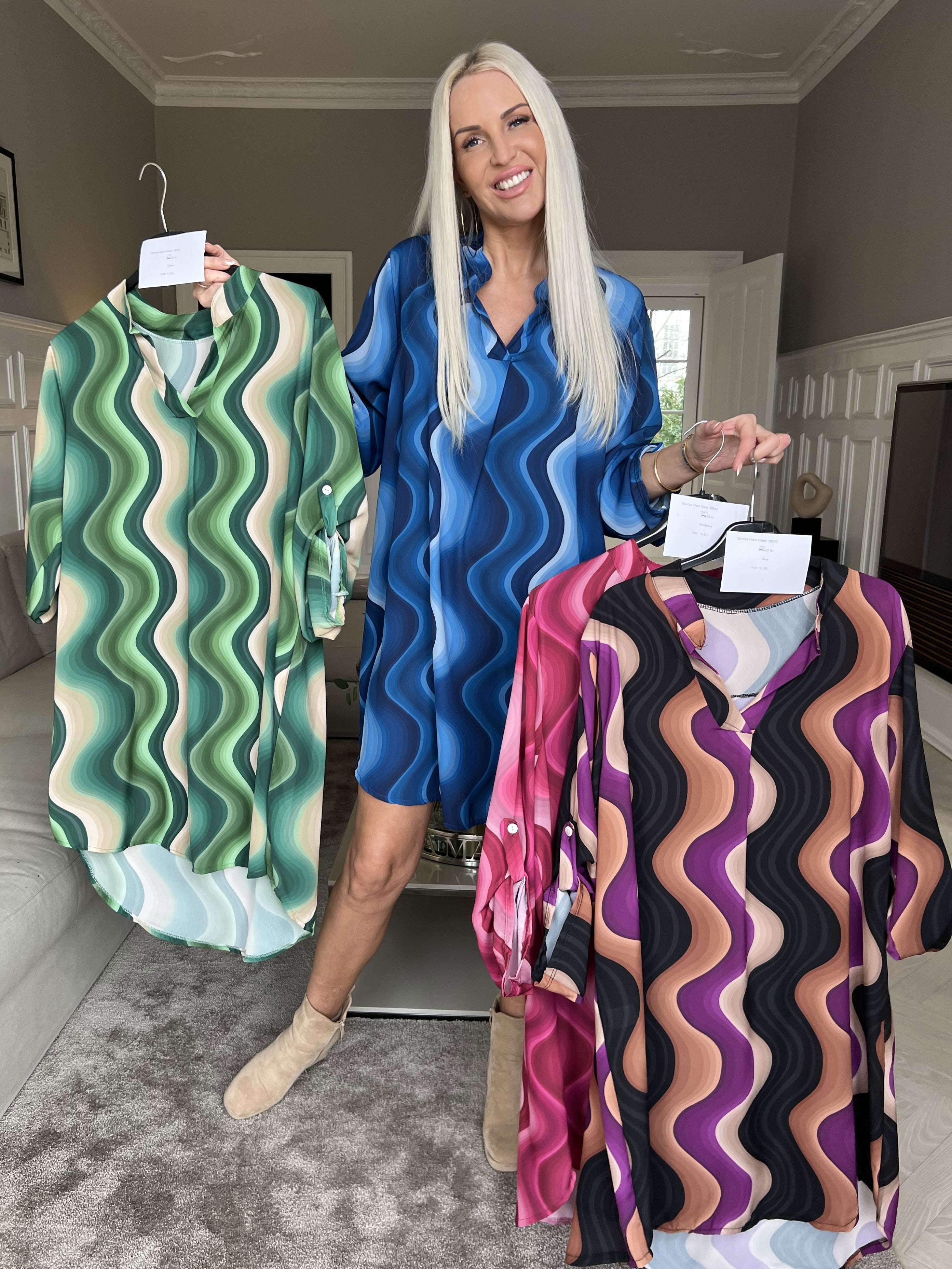 Vanesa Dress Wave - Let og luftig mønstret kjole